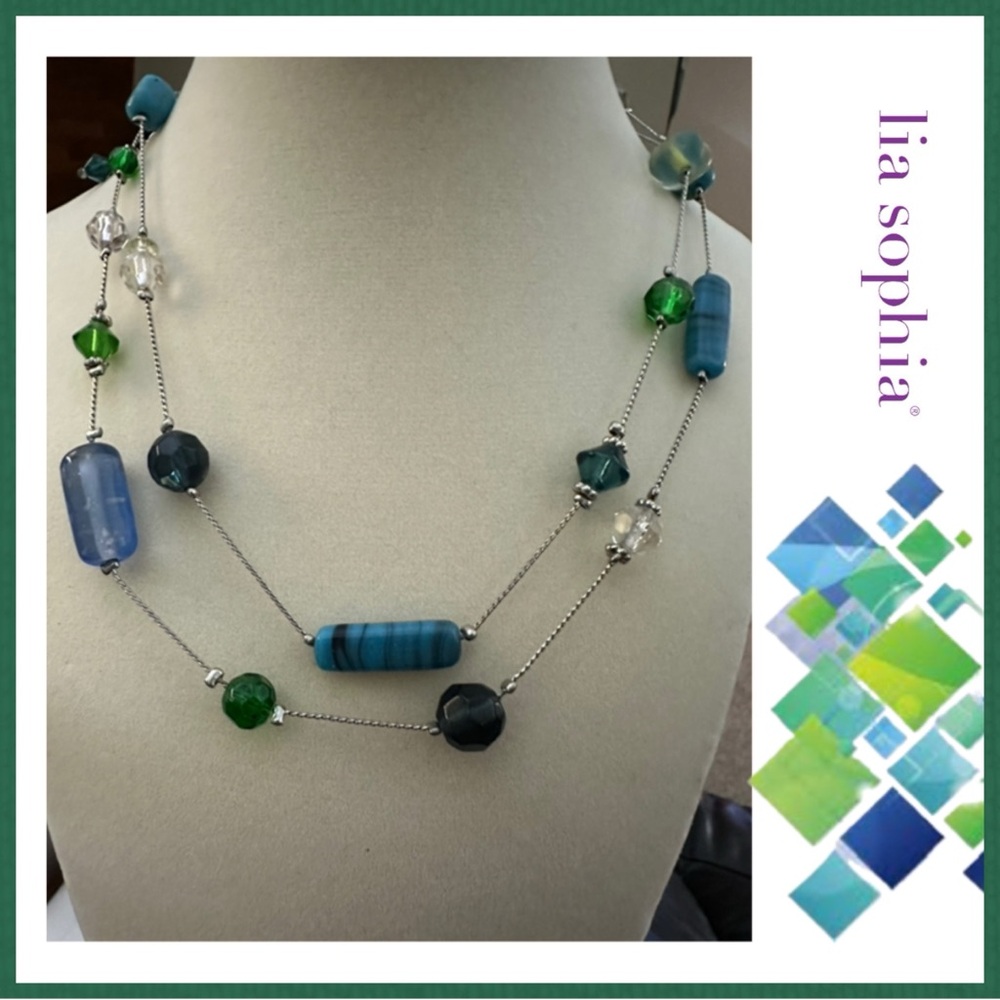 Lia Sophia RIVERSIDE 336 Necklace 16-19’ Glass and Resin Beads